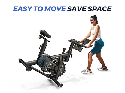 MERACH Exercise Bike Brake Pad Stationary Bike Low Noise Indoor Cycling Bike 270lbs Weight Capacity Tablet Mount Fitness Courses