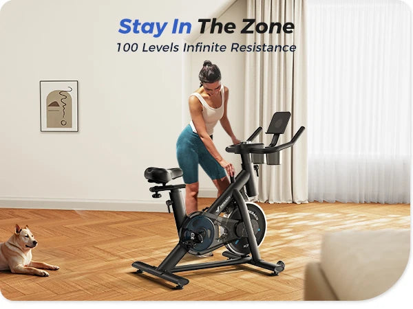 MERACH Exercise Bike Brake Pad Stationary Bike Low Noise Indoor Cycling Bike 270lbs Weight Capacity Tablet Mount Fitness Courses