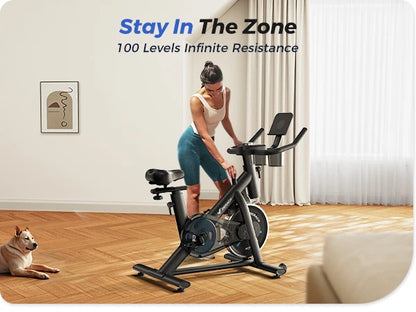 MERACH Exercise Bike Brake Pad Stationary Bike Low Noise Indoor Cycling Bike 270lbs Weight Capacity Tablet Mount Fitness Courses