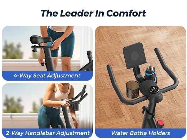 MERACH Exercise Bike Brake Pad Stationary Bike Low Noise Indoor Cycling Bike 270lbs Weight Capacity Tablet Mount Fitness Courses
