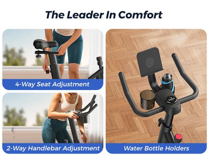 MERACH Exercise Bike Brake Pad Stationary Bike Low Noise Indoor Cycling Bike 270lbs Weight Capacity Tablet Mount Fitness Courses