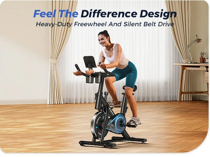 MERACH Exercise Bike Brake Pad Stationary Bike Low Noise Indoor Cycling Bike 270lbs Weight Capacity Tablet Mount Fitness Courses