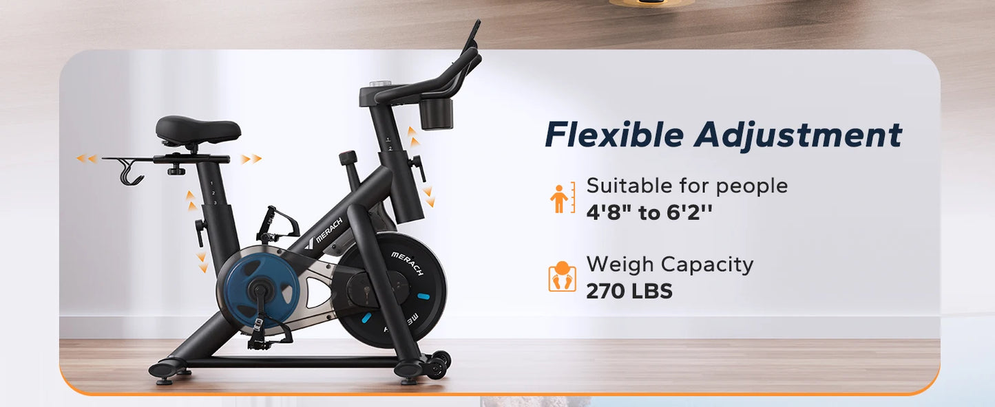 MERACH Exercise Bike Brake Pad/Magnetic Stationary Bike with Exclusive App