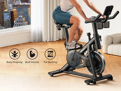 MERACH Exercise Bike Brake Pad Stationary Bike Low Noise Indoor Cycling Bike 270lbs Weight Capacity Tablet Mount Fitness Courses