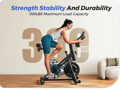 MERACH Exercise Bike Brake Pad Stationary Bike Low Noise Indoor Cycling Bike 270lbs Weight Capacity Tablet Mount Fitness Courses