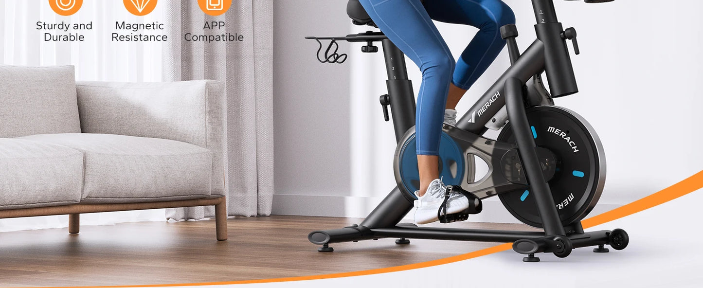 MERACH Exercise Bike Brake Pad/Magnetic Stationary Bike with Exclusive App