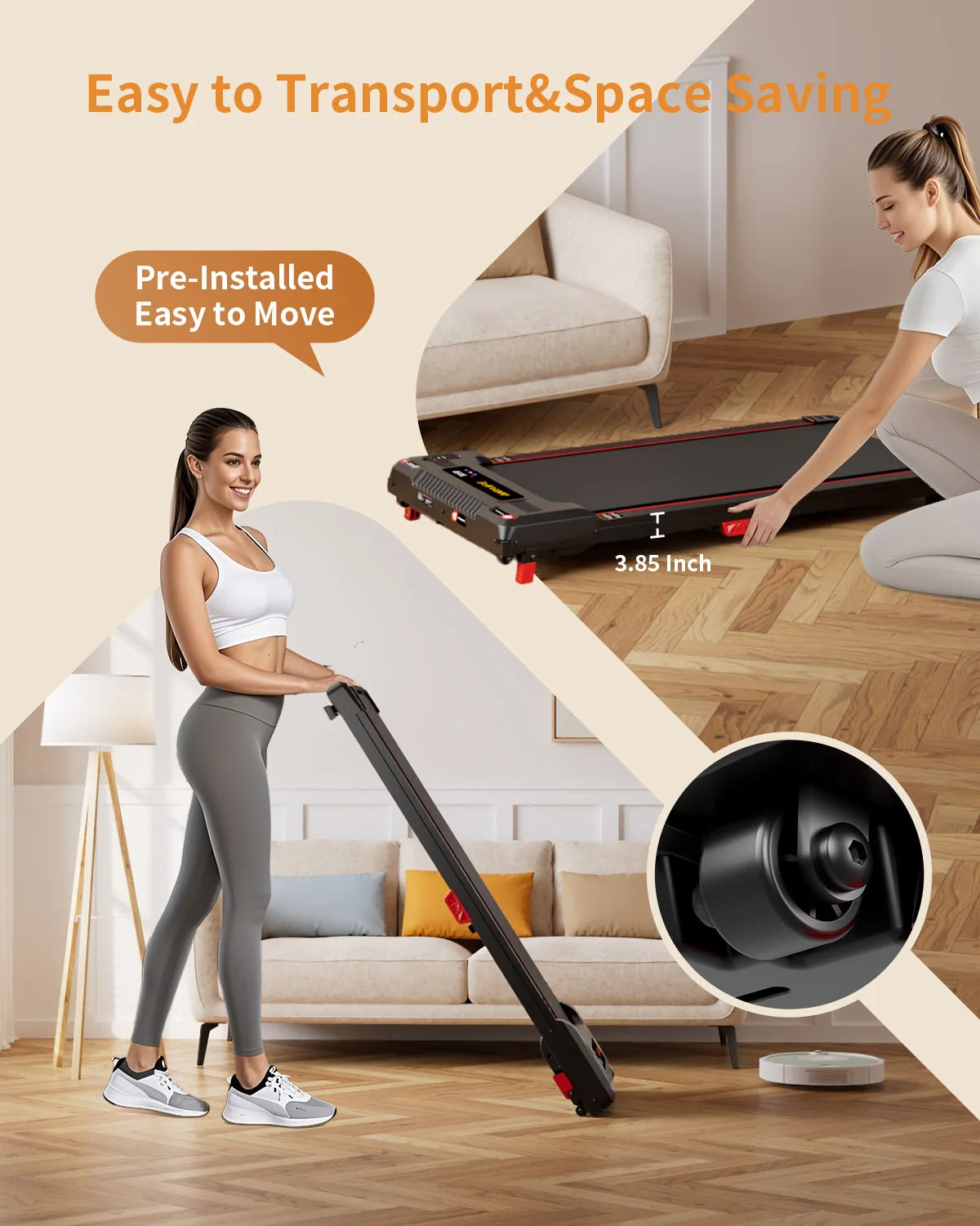 、2.5HP 2-in-1 Under Desk Walking Pad Treadmill