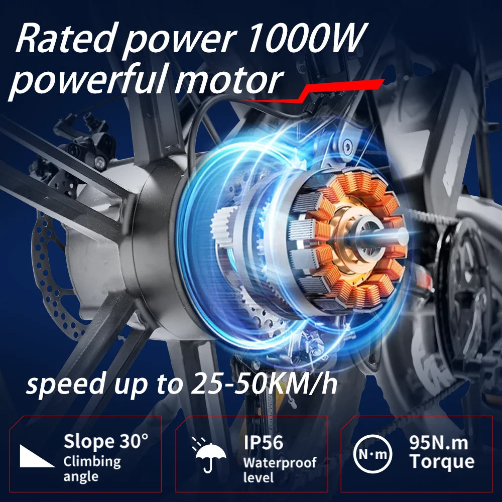 Deepower Electric Bike QS7 1000W 48V 60AH 20 Inch Fat Tire