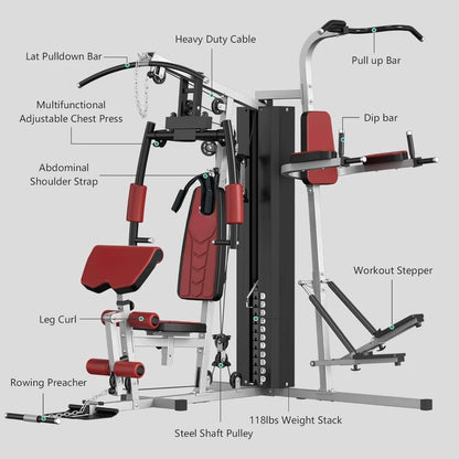 Multifunctional Workout Station with Pulley System