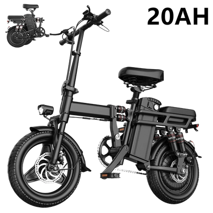 Folding Electric Bike 19 MPH Speed 30 Miles Long Range 48V 20AH/15AH/10Ah Battery,500W Motor, Compact Portable E-Bike for Adults