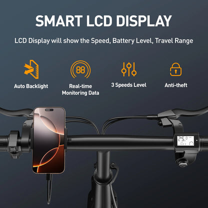 Folding Electric Bike 19 MPH Speed 30 Miles Long Range 48V 20AH/15AH/10Ah Battery,500W Motor, Compact Portable E-Bike for Adults