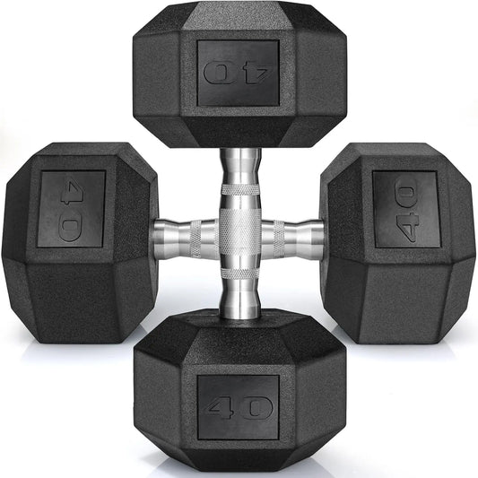 Rubber Hex Dumbbell Hand Weight, 30-75LB