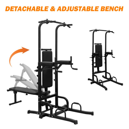 Power Tower Dip Station Bench Pull Up Bar Stand Adjustable Height