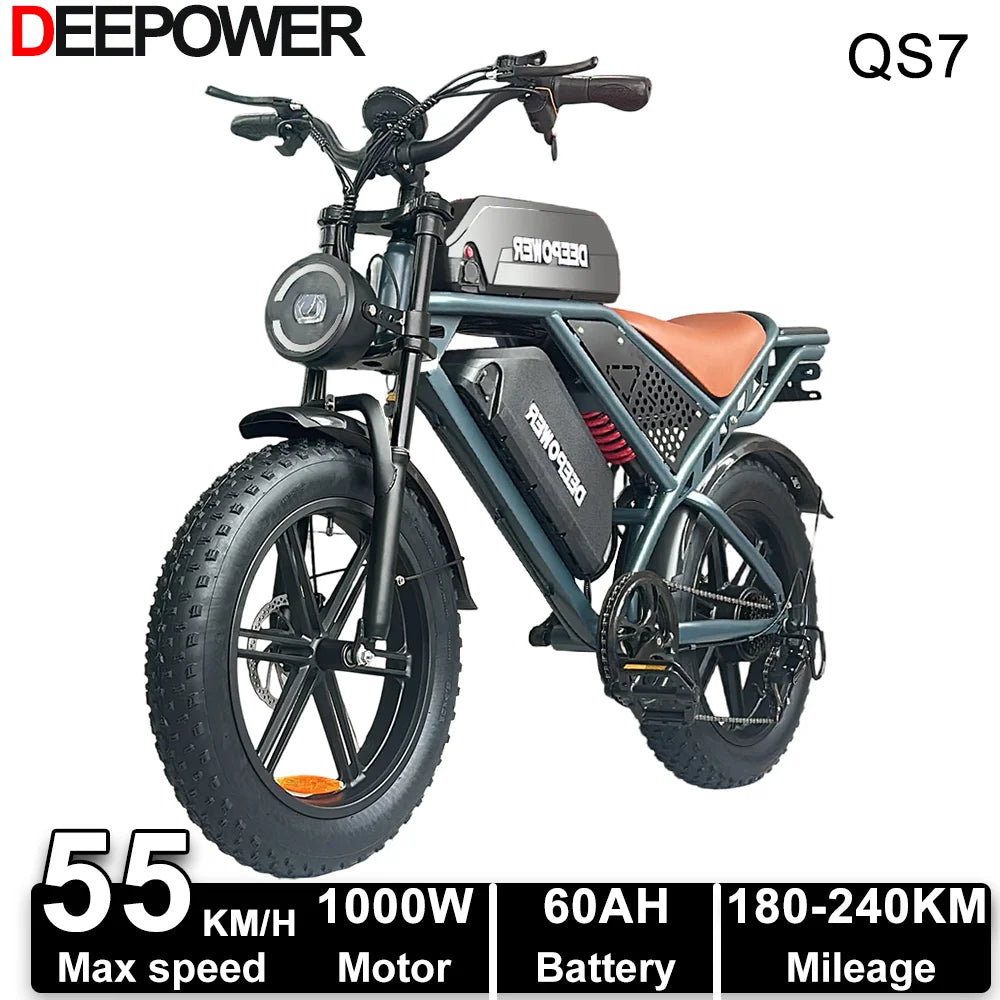 Deepower Electric Bike QS7 1000W 48V 60AH 20 Inch Fat Tire