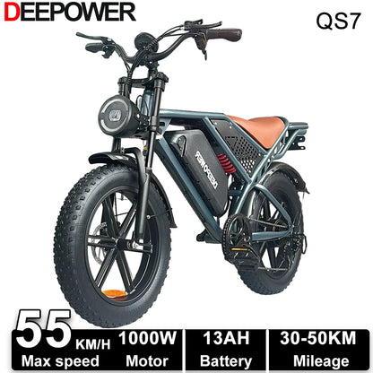 Deepower Electric Bike QS7 1000W 48V 60AH 20 Inch Fat Tire