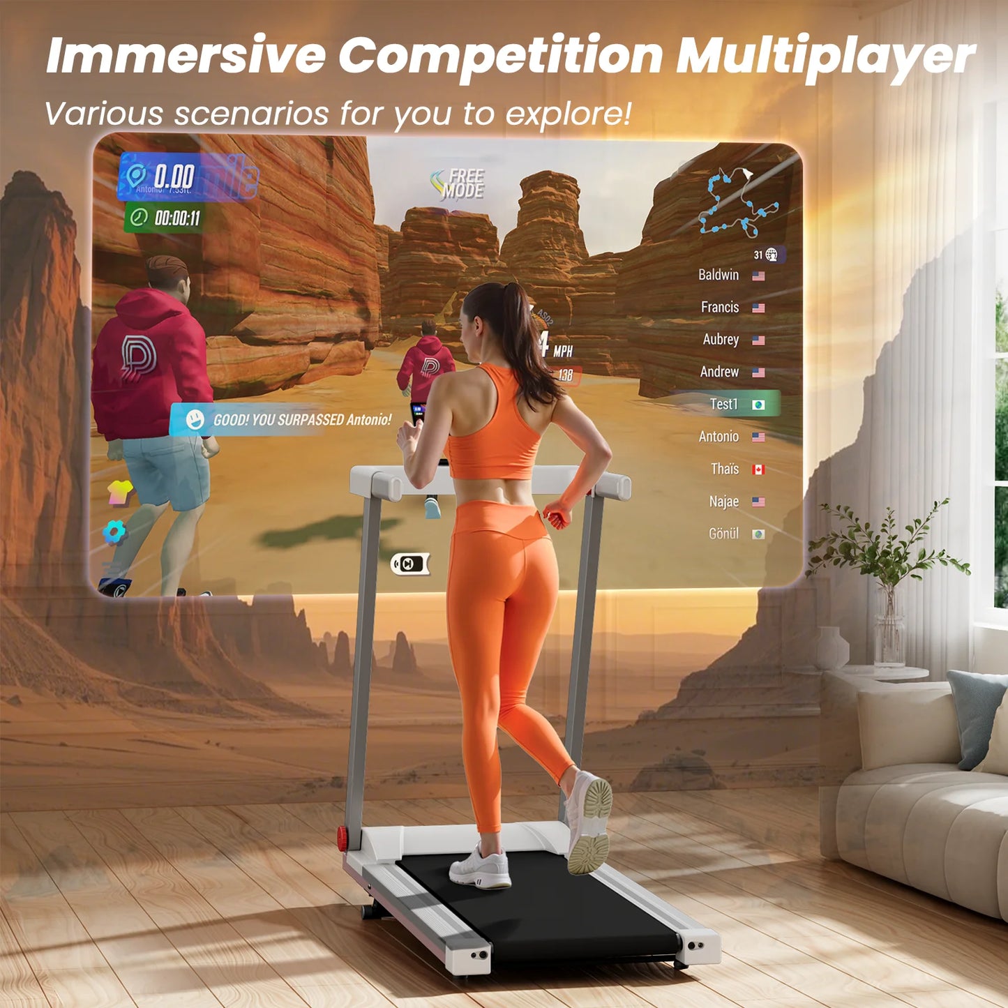 4in1 Treadmills for Home with Incline Foldable Handles Treadmill