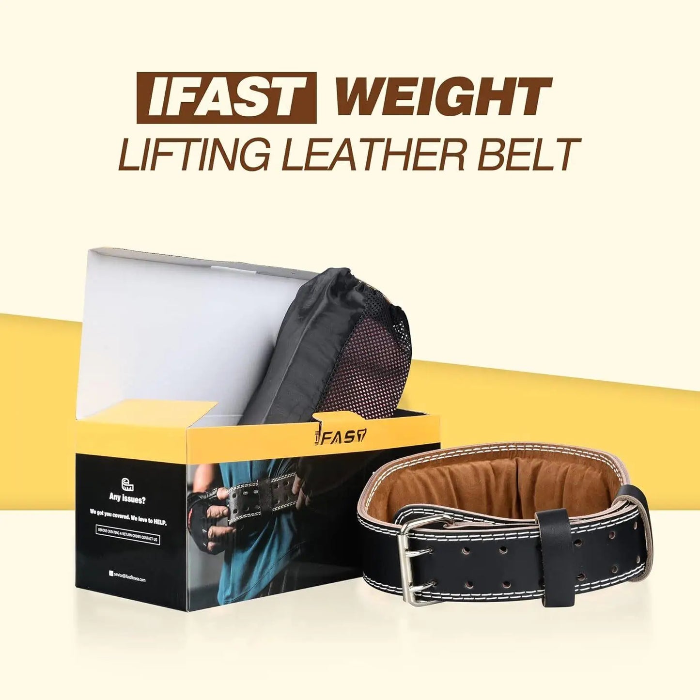 Premium Leather Weight Lifting Belt with 4-Inch Padded Lumbar Support for men & Women