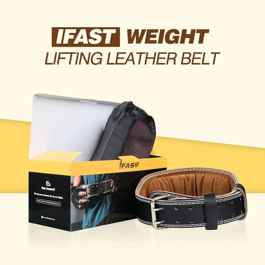 Premium Leather Weight Lifting Belt with 4-Inch Padded Lumbar Support for men & Women