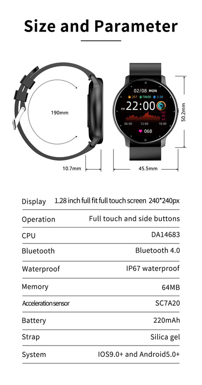 LIGE Smart Watch Men Women Full Touch Screen Sport Fitness Watch, Waterproof, Bluetooth Call For Android IOS Smartwatches