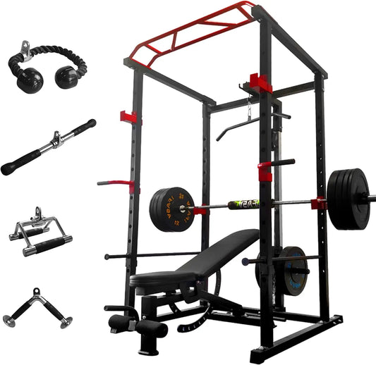 200lb Home Gym Sets Multi-functional Power Cage,Adjustable Pullup Squat Rack 1000Lbs,Capacity Comprehensive Fitness Barbell Rack