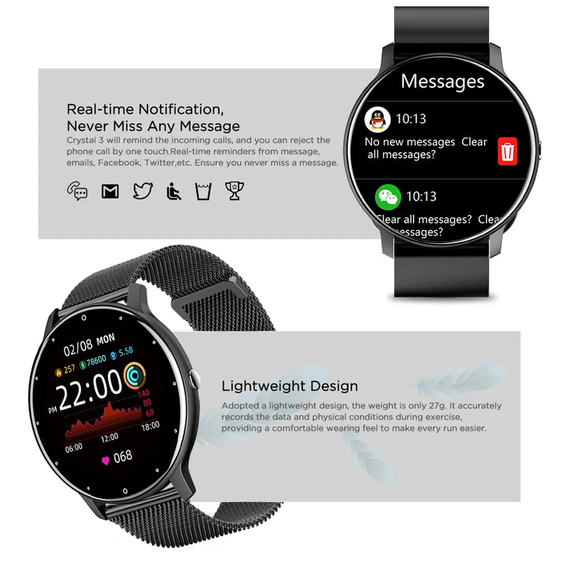 LIGE Smart Watch Men Women Full Touch Screen Sport Fitness Watch, Waterproof, Bluetooth Call For Android IOS Smartwatches