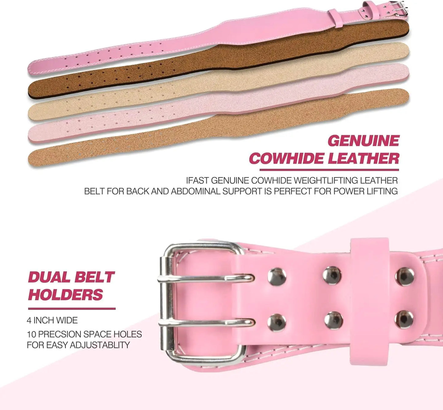 Premium Leather Weight Lifting Belt with 4-Inch Padded Lumbar Support for men & Women