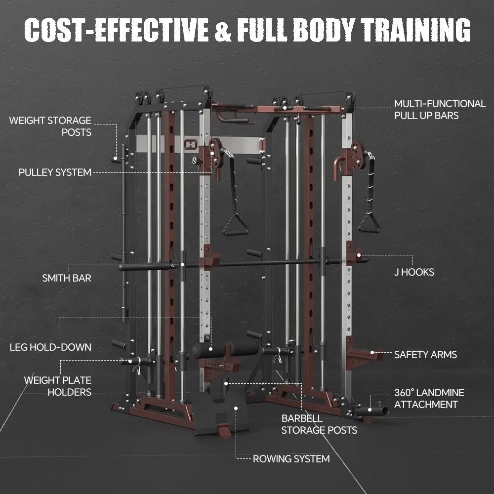 All-in-One Gym Squat Rack with Barbell
