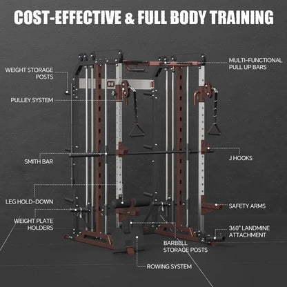 All-in-One Gym Squat Rack with Barbell