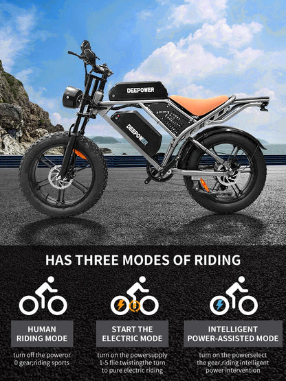 Deepower Electric Bike QS7 1000W 48V 60AH 20 Inch Fat Tire