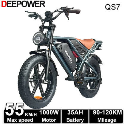 Deepower Electric Bike QS7 1000W 48V 60AH 20 Inch Fat Tire