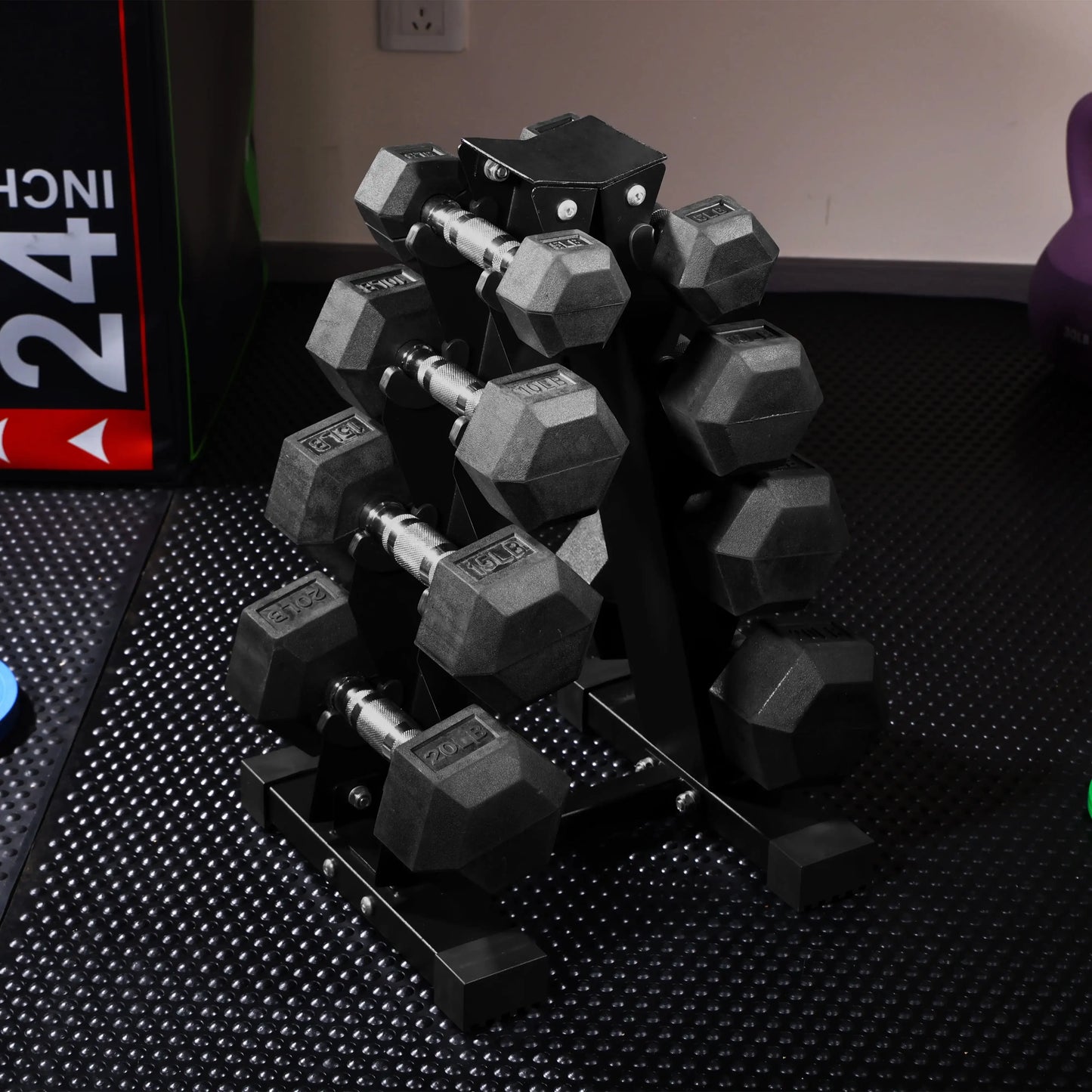 Rubber Coated Hex Dumbbell Set