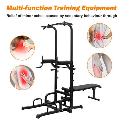 Power Tower Dip Station Bench Pull Up Bar Stand Adjustable Height
