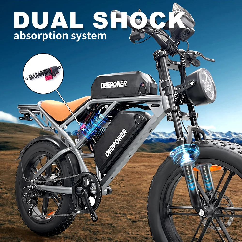 Deepower Electric Bike QS7 1000W 48V 60AH 20 Inch Fat Tire