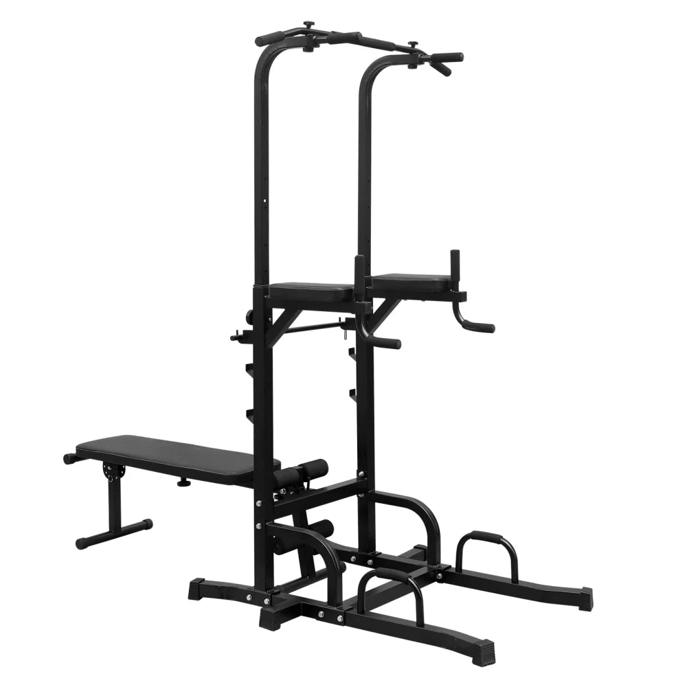 Power Tower Dip Station Bench Pull Up Bar Stand Adjustable Height