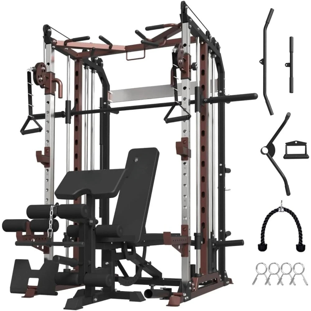 All-in-One Gym Squat Rack with Barbell