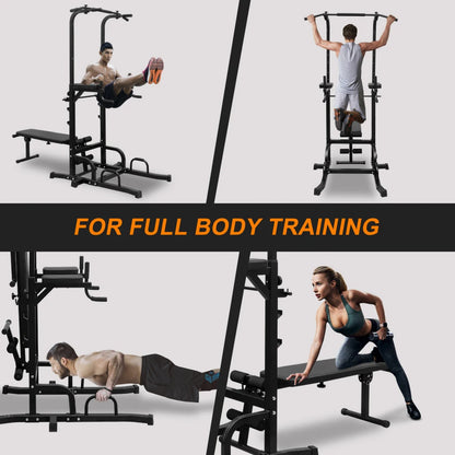 Power Tower Dip Station Bench Pull Up Bar Stand Adjustable Height