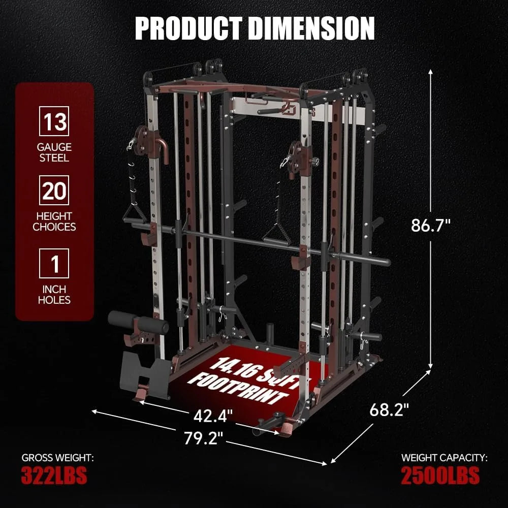 All-in-One Gym Squat Rack with Barbell