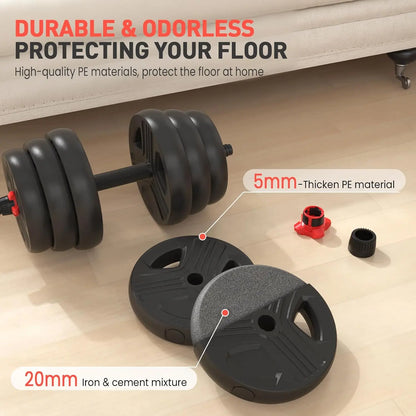 Adjustable Dumbbells, 30lbs total (15lb pair) Free Weights Dumbbells Convertible 2 or 3 in 1 Set Used as Barbell, Kettlebells