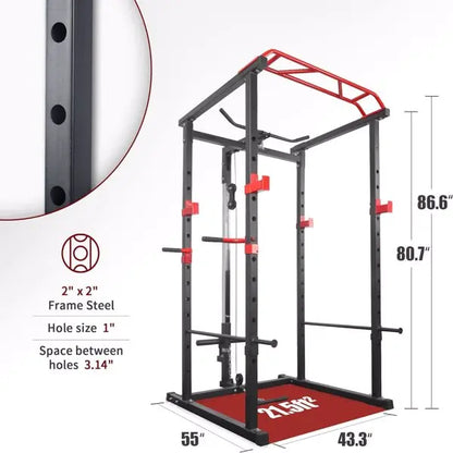 200lb Home Gym Sets Multi-functional Power Cage,Adjustable Pullup Squat Rack 1000Lbs,Capacity Comprehensive Fitness Barbell Rack