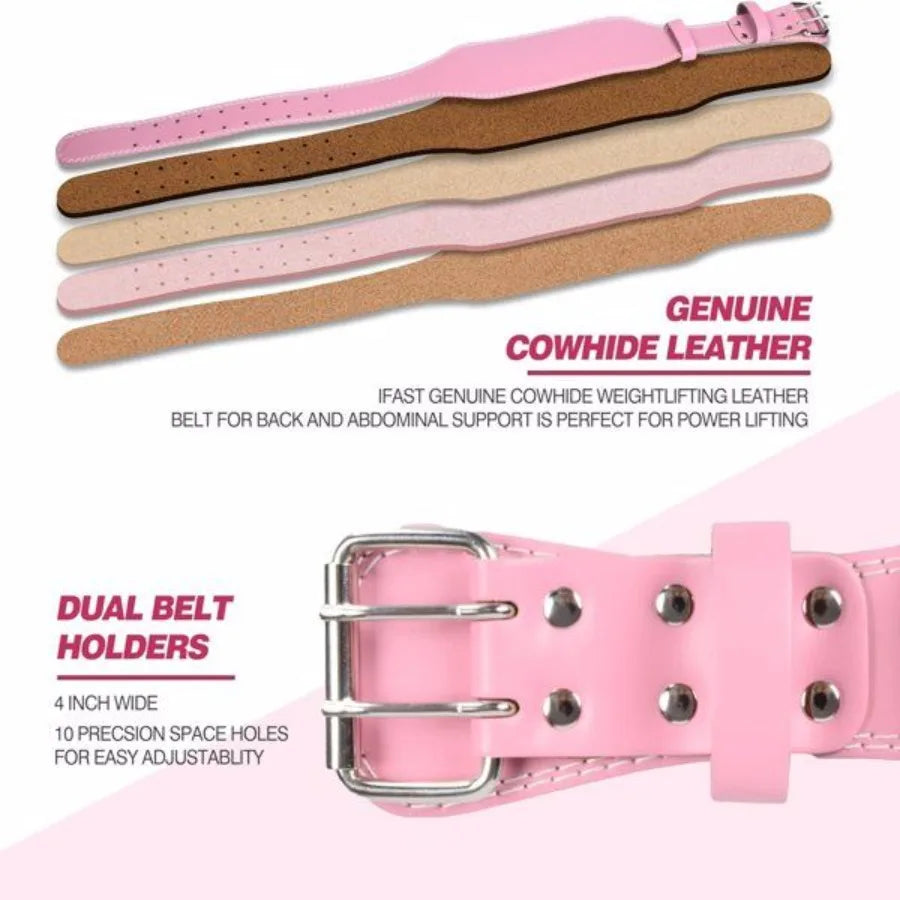 Weight Lifting Belt Leather Weight Lifting Belt for Men and Women with 4 inch Padded Lumbar Support Belt for Weightlifting Dead