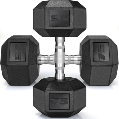 Rubber Hex Dumbbell Hand Weight, 30-75LB