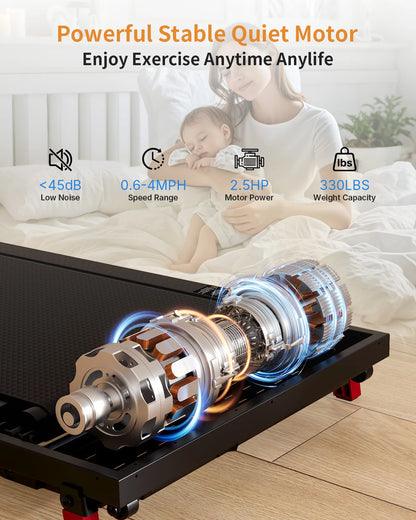 、2.5HP 2-in-1 Under Desk Walking Pad Treadmill