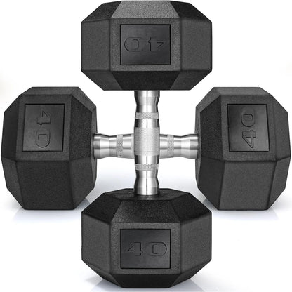 Rubber Hex Dumbbell Hand Weight, 30-75LB
