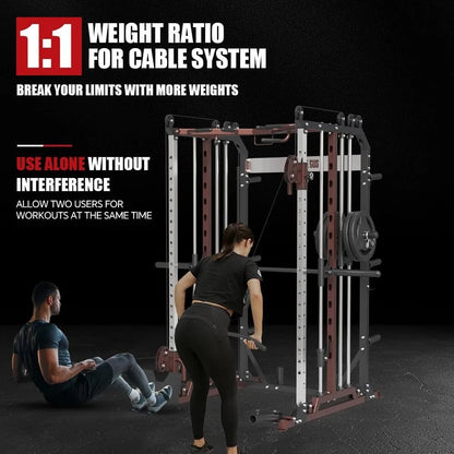 All-in-One Gym Squat Rack with Barbell
