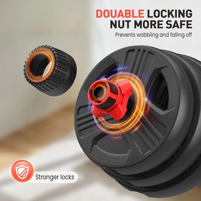 Adjustable Dumbbells, 30lbs total (15lb pair) Free Weights Dumbbells Convertible 2 or 3 in 1 Set Used as Barbell, Kettlebells
