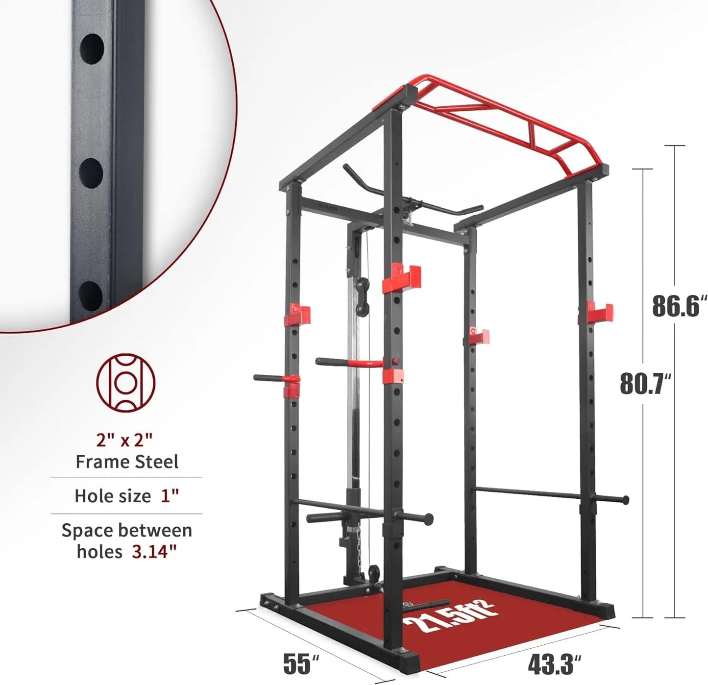 200lb Home Gym Sets Multi-functional Power Cage,Adjustable Pullup Squat Rack 1000Lbs,Capacity Comprehensive Fitness Barbell Rack