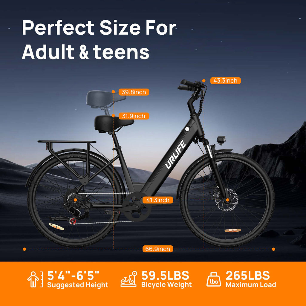 URLIFE E26 26" Step Through Electric Bike 750W Peak Motor 48V 10.4Ah Battery (US edition)