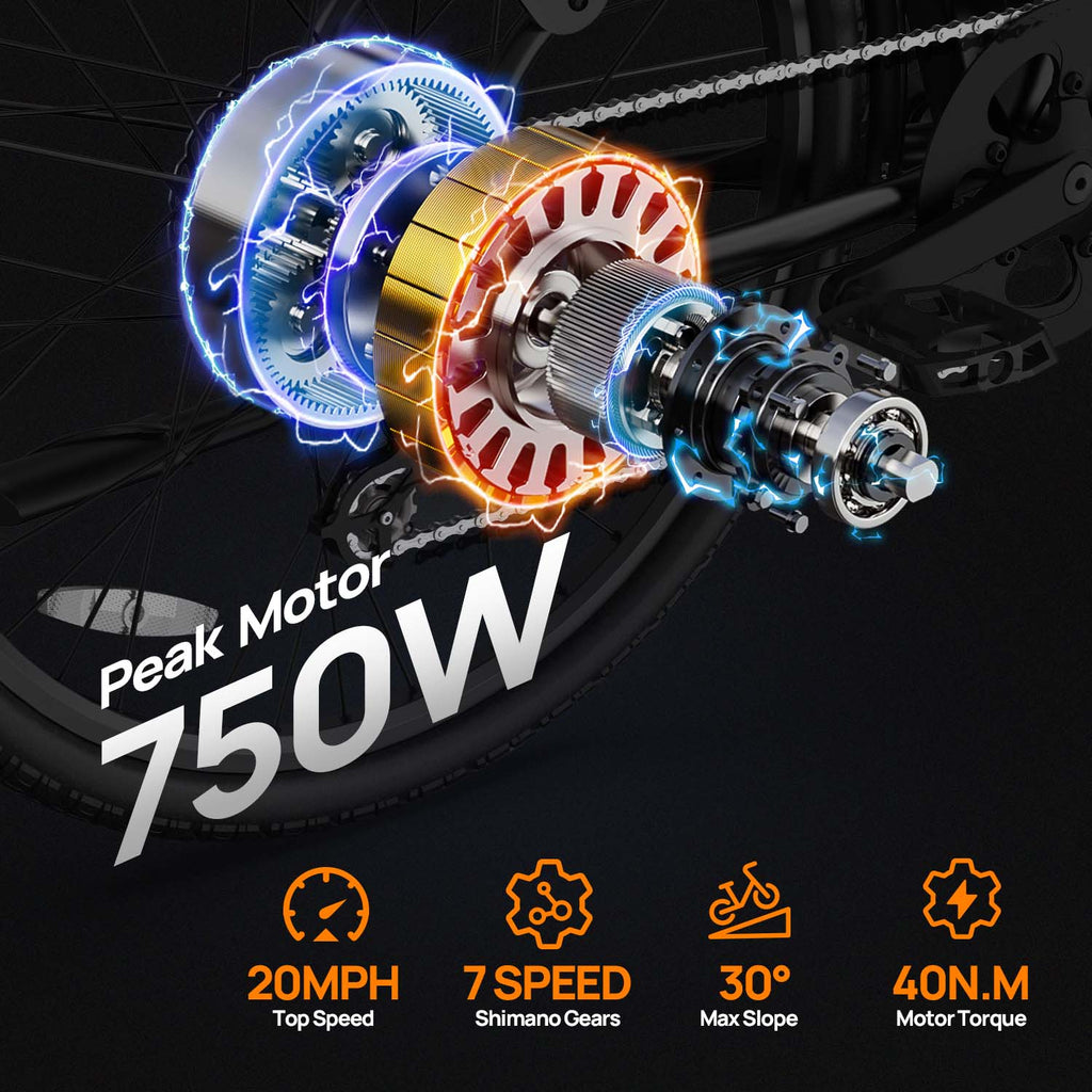 URLIFE E26 26" Step Through Electric Bike 750W Peak Motor 48V 10.4Ah Battery (US edition)