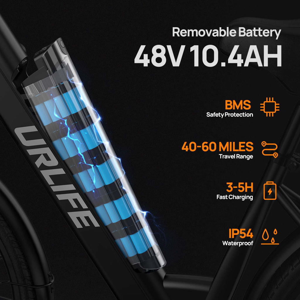 URLIFE E26 26" Step Through Electric Bike 750W Peak Motor 48V 10.4Ah Battery (US edition)