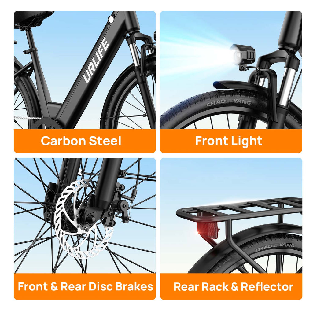 URLIFE E26 26" Step Through Electric Bike 750W Peak Motor 48V 10.4Ah Battery (US edition)